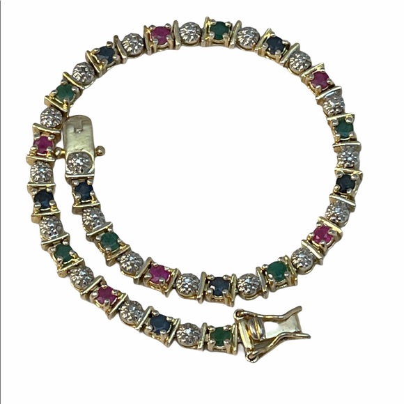 Jewelry - Sterling silver gemstone gold finish bracelet